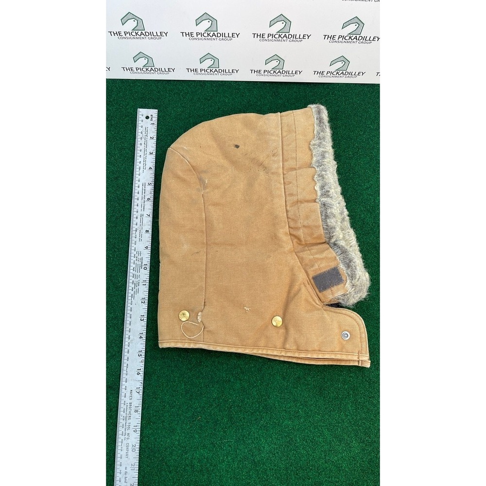 Vintage Carhartt Brown Duck Canvas Snap On Hood Faux Fur Trim 968QH Made in USA
